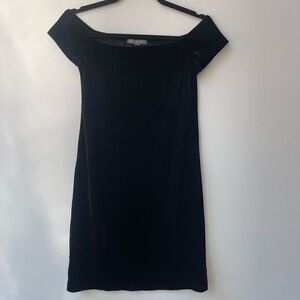 Dont Ask Why Women's Bodycon Velvet Off Shoulder Black Mini Dress One Size